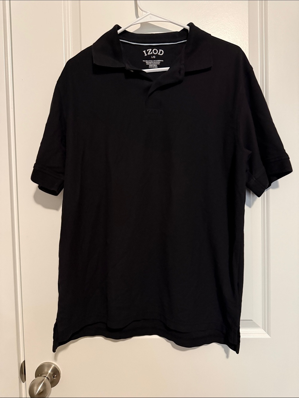 Izod Men's Black Polo - Classic Solid Black Knit